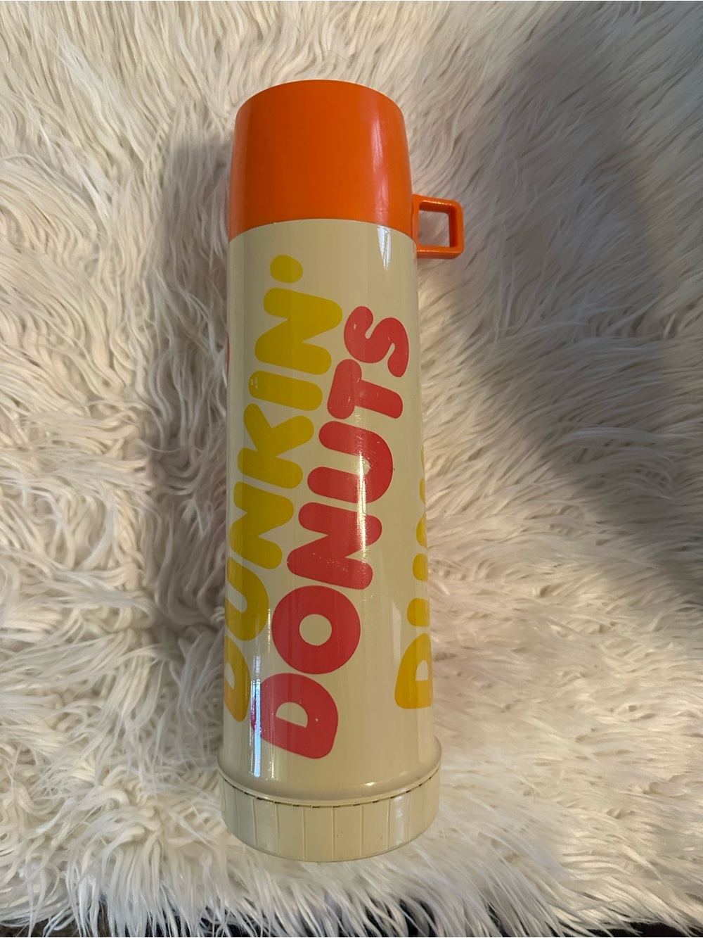 Vintage Dunkin’ Donuts Thermos Vacuum Bottle 13” Retro Orange Pink Yello Thermos
